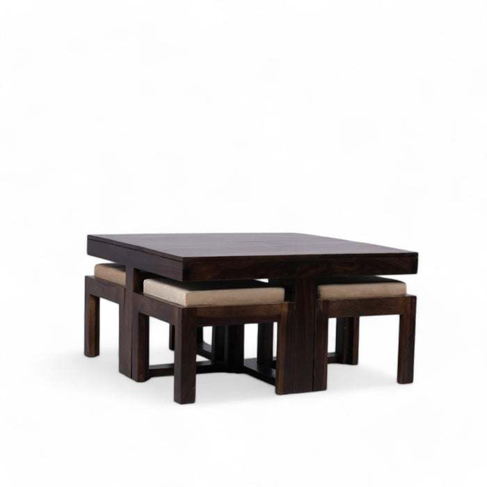 Dark brown center table with puffy