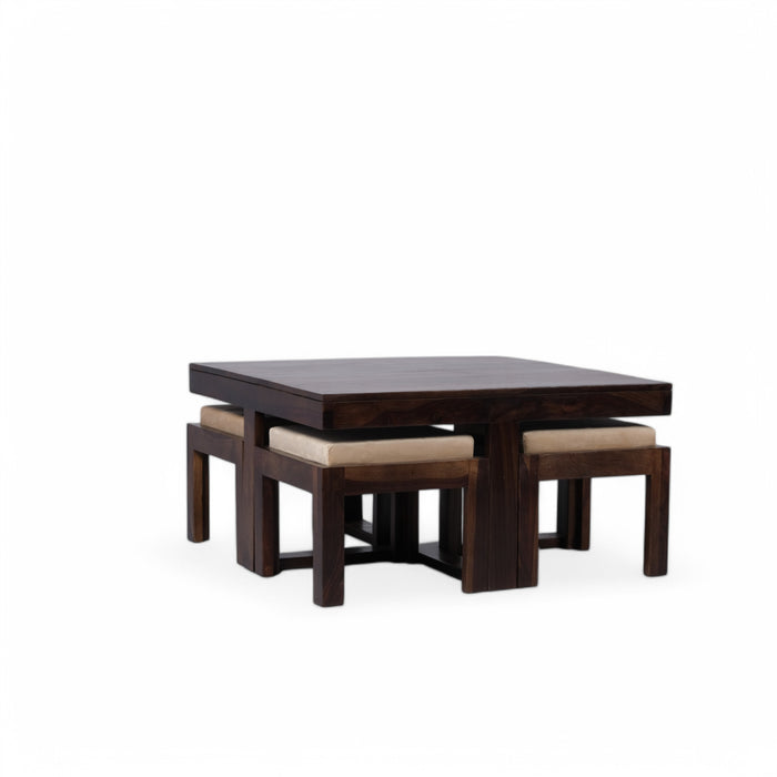Dark brown center table with puffy
