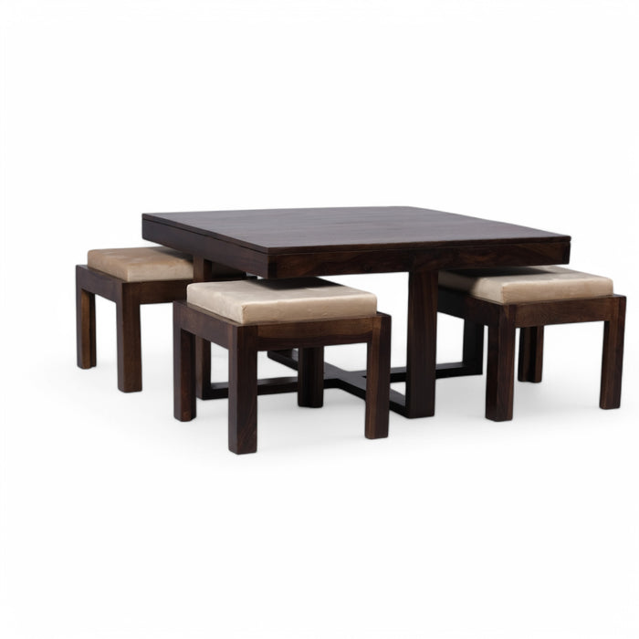 Dark brown center table with puffy