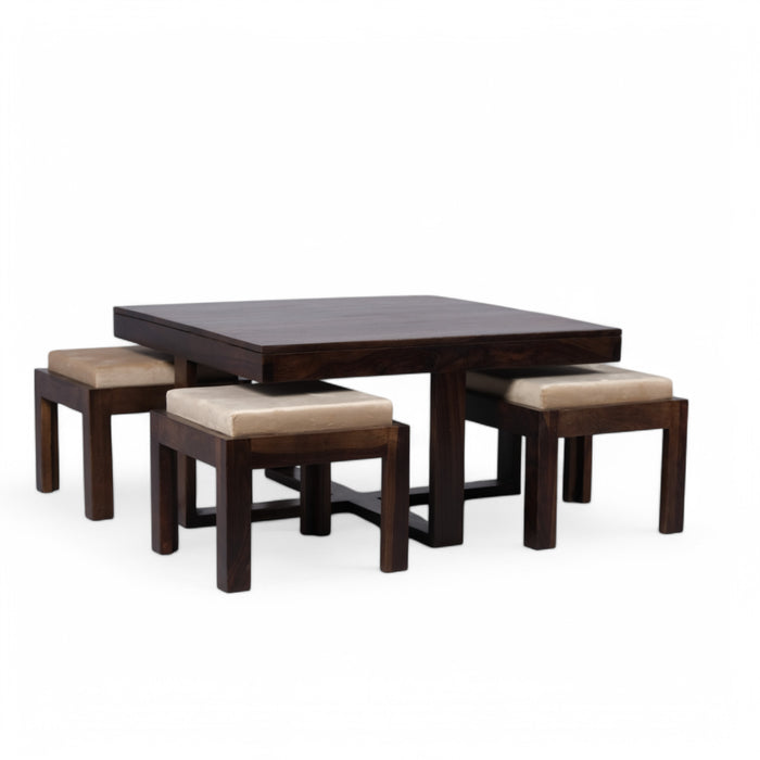 Dark brown center table with puffy