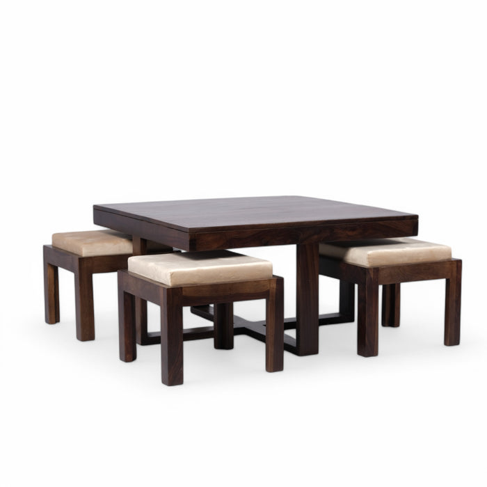 Dark brown center table with puffy