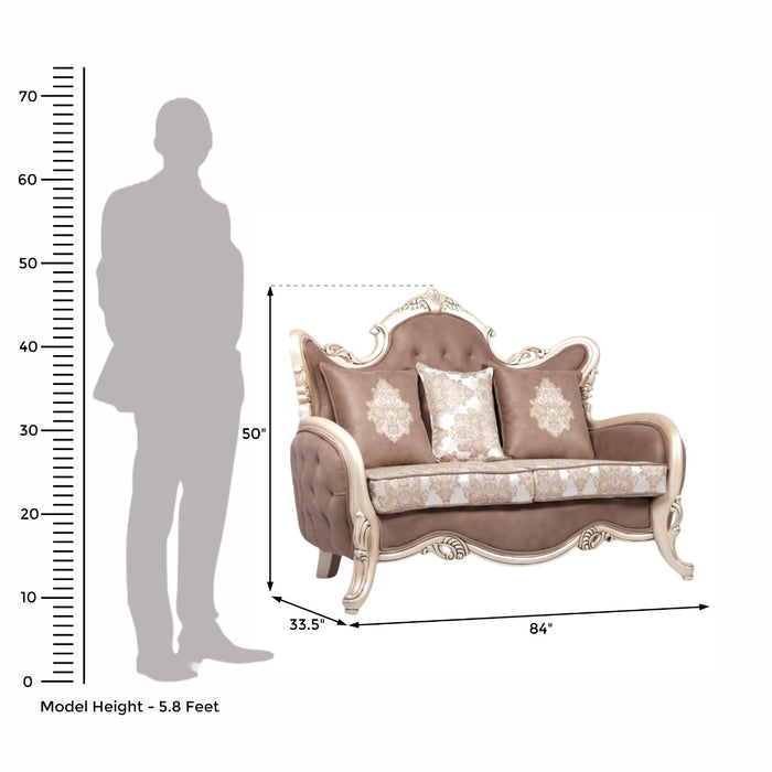 Elegant Carved Wooden Sofa - 2 Seater