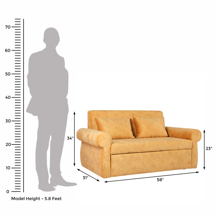 Gazzel 3 Seater Sofa Cum Bed Yellow Colour