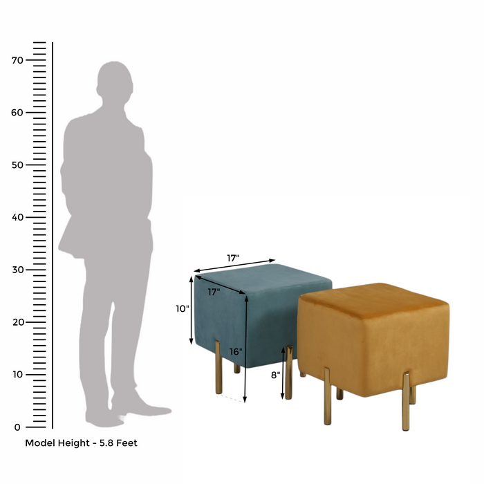 Square Velvet Ottoman Pouf Set