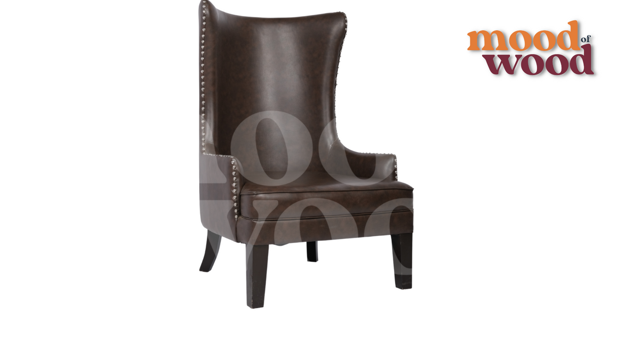 Leatherite Modern Wingback Chair With T Cushion Design