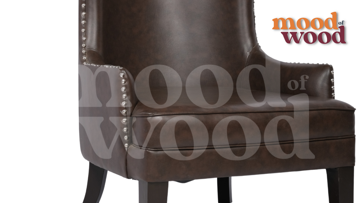 Leatherite Modern Wingback Chair With T Cushion Design