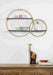 Turn any empty wall into a contemporary display with this wall shelf. Crafted of metal in a gold finish, Inside, three shelves are laid out asymmetrically – each a different size and shape – for you to display books, framed photos, small sculptures, and collected curios. Measuring 23" H x 35" W x 7" D overall, this shelf includes keyhole hangers for effortless installation.