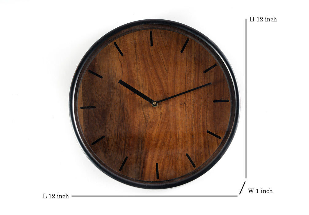 C-Zoya  Wooden Polished Wall Clock with Dial (Black,Brown, 12 Inch) BY MOOD OF WOOD