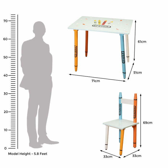 Crayon-Themed Kids Study Table and Chair Set
