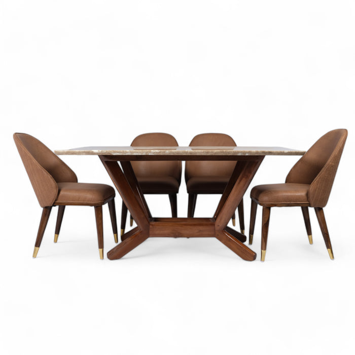 Cream Luxury Turkish Style 6 Seater Dining Table And Chair Set
