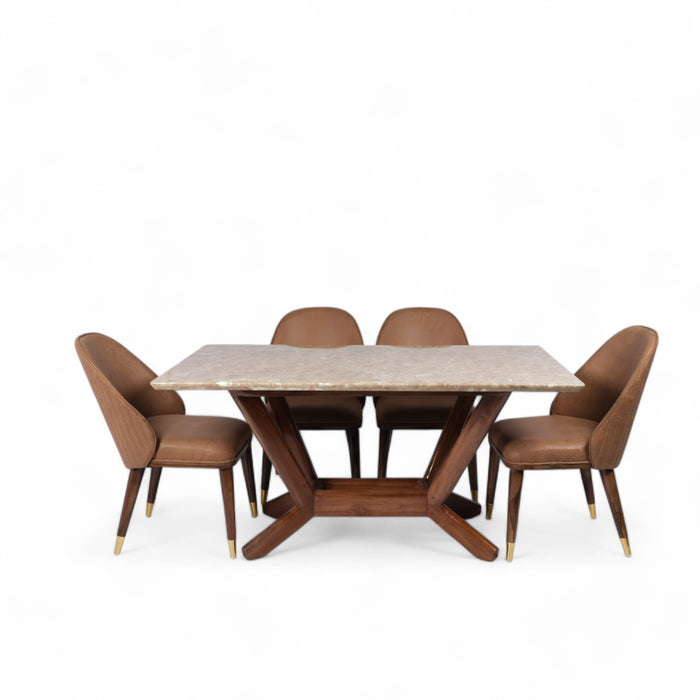 Cream Luxury Turkish Style 6 Seater Dining Table And Chair Set