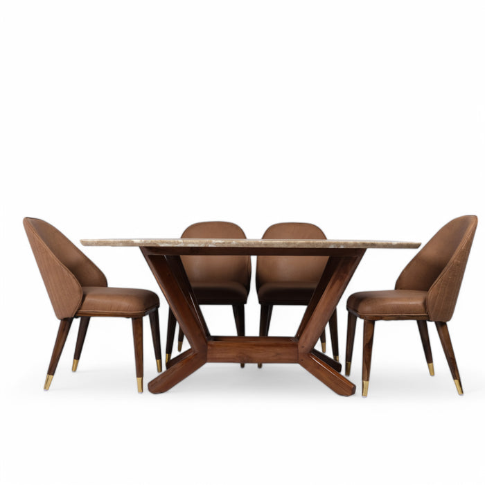 Cream Luxury Turkish Style 6 Seater Dining Table And Chair Set