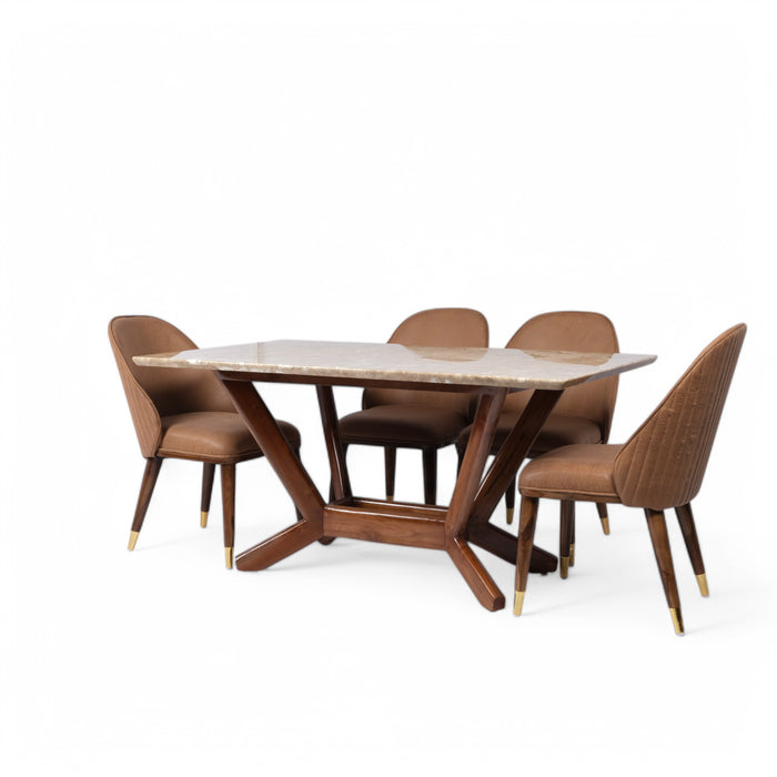 Cream Luxury Turkish Style 6 Seater Dining Table And Chair Set