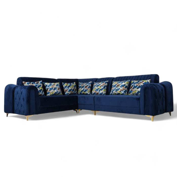 L-Shaped Velvet Sofa Set