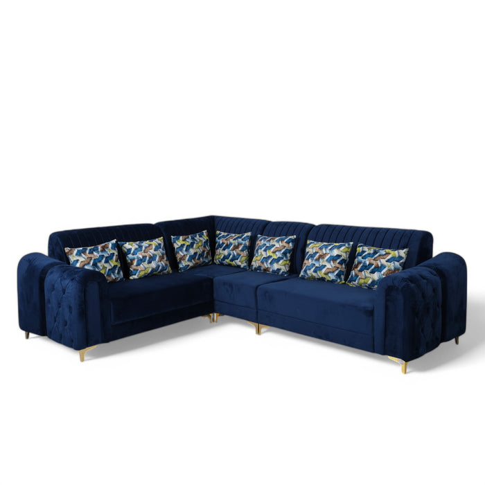 L-Shaped Velvet Sofa Set