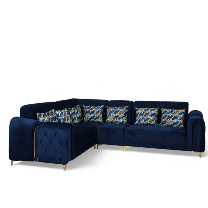 L-Shaped Velvet Sofa Set