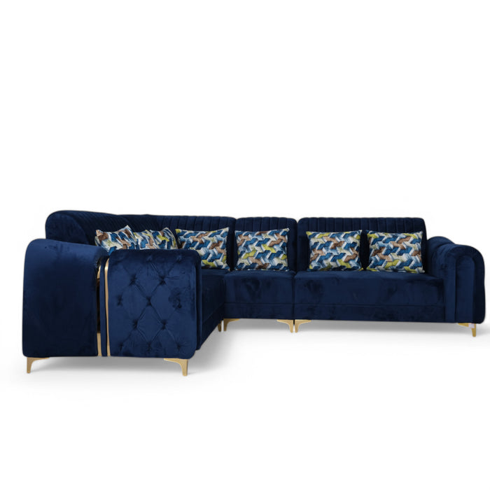 L-Shaped Velvet Sofa Set