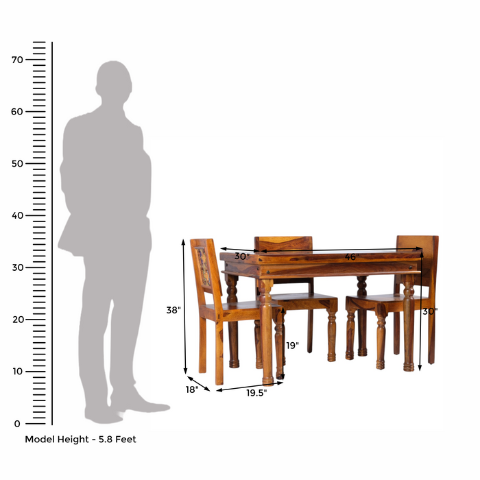 4 Seater Royal Dining Table Set Glass Surface