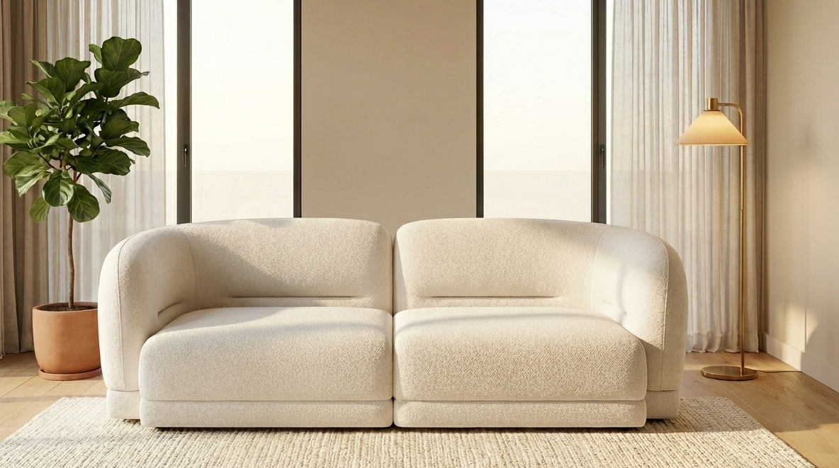 Luna Bouclé Curve Sofa