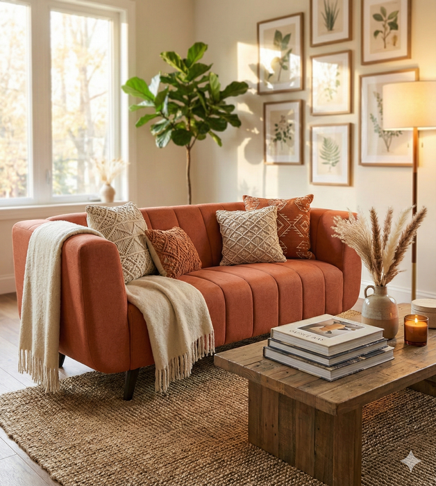 Sleepyhead Kiki - 2 Seater Sofa (Fabric, Lava Orange) 2 Person Sofa