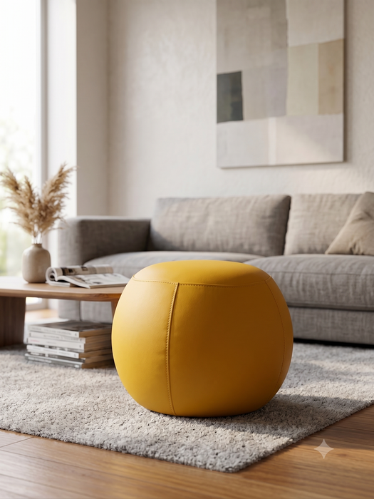 Round Spherical Modern Leather Puffy