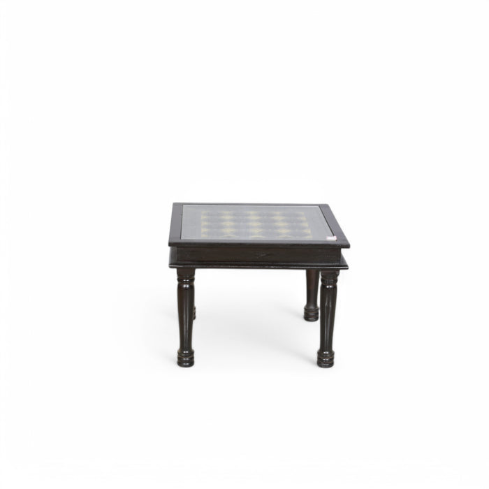 Traditional Sheesham Wood Coffee Table with Glass Top