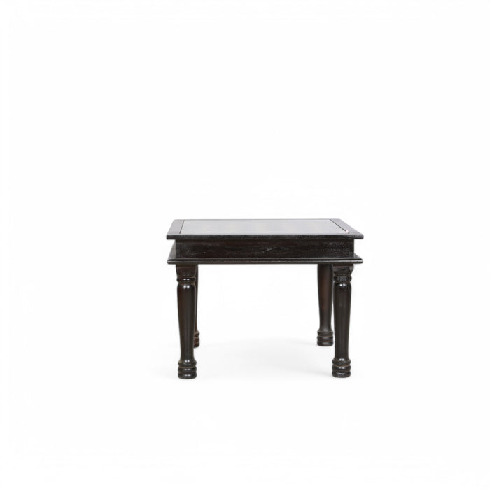 Traditional Sheesham Wood Coffee Table with Glass Top