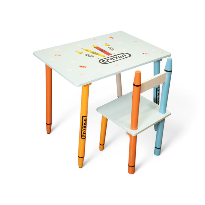 Crayon-Themed Kids Study Table and Chair Set