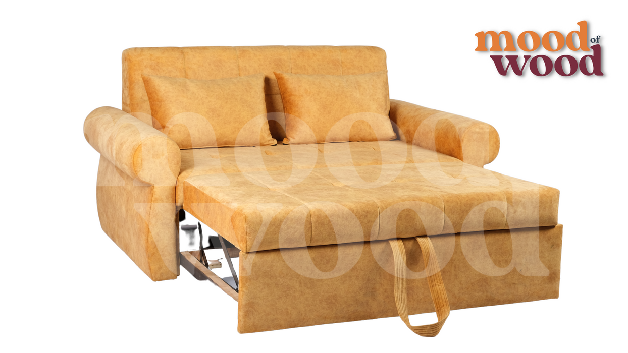 Gazzel 3 Seater Supersoft Sofa Cum Bed Yellow Colour By Mood Of Wood