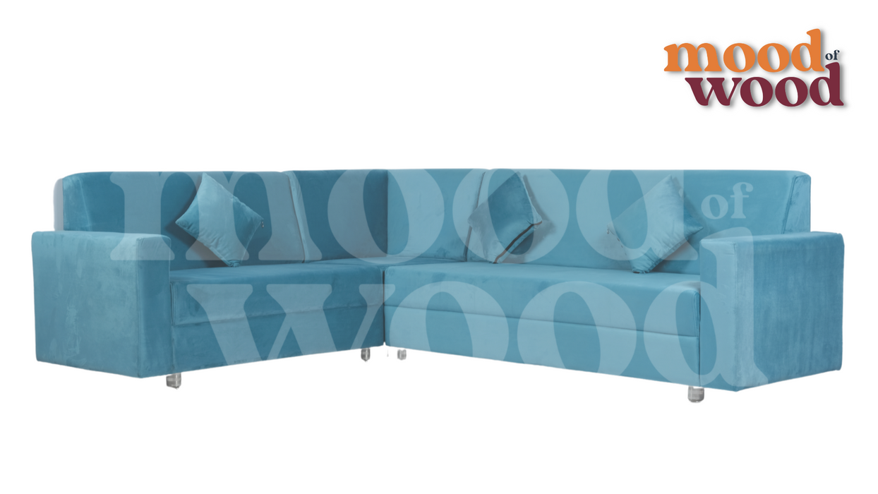 Bibiana Sectional Fabric Corner Sofa Set Sky Blue By Mood Of Wood