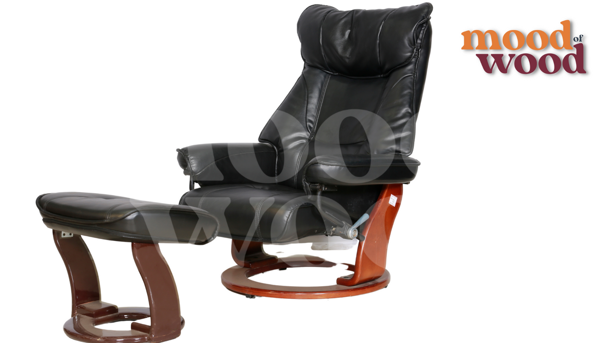 Silas Lounge Chair With Footrest in Black Colour By Mood Of Wood