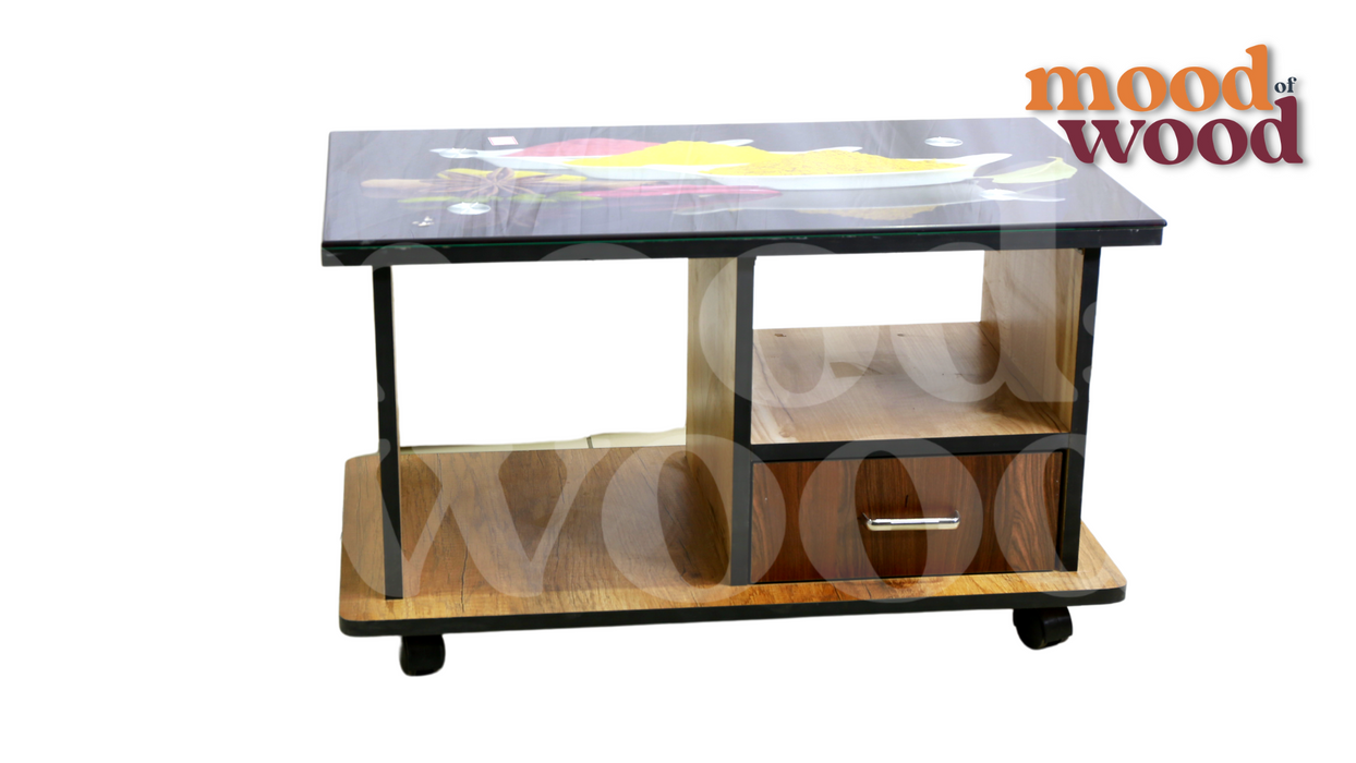 Classic Glass Top And Process Wood Centre Table