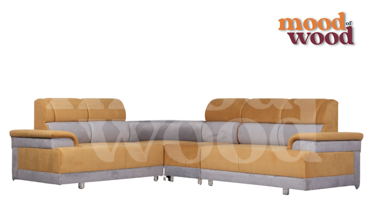 Italia Sofa Set (2+2+1+Corner) Orange Gray Colour By Mood Of Wood