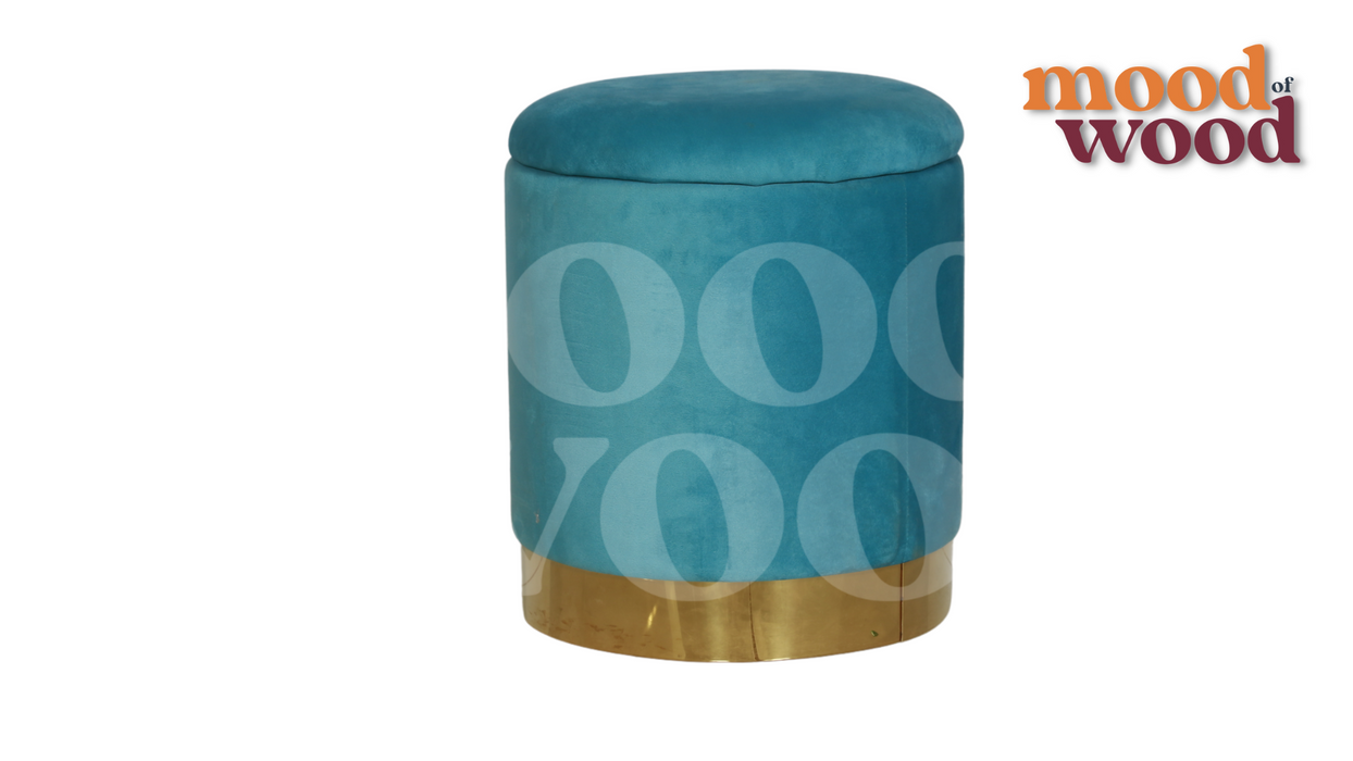 Blue Everly Quinn Pouffe By Mood Of Wood