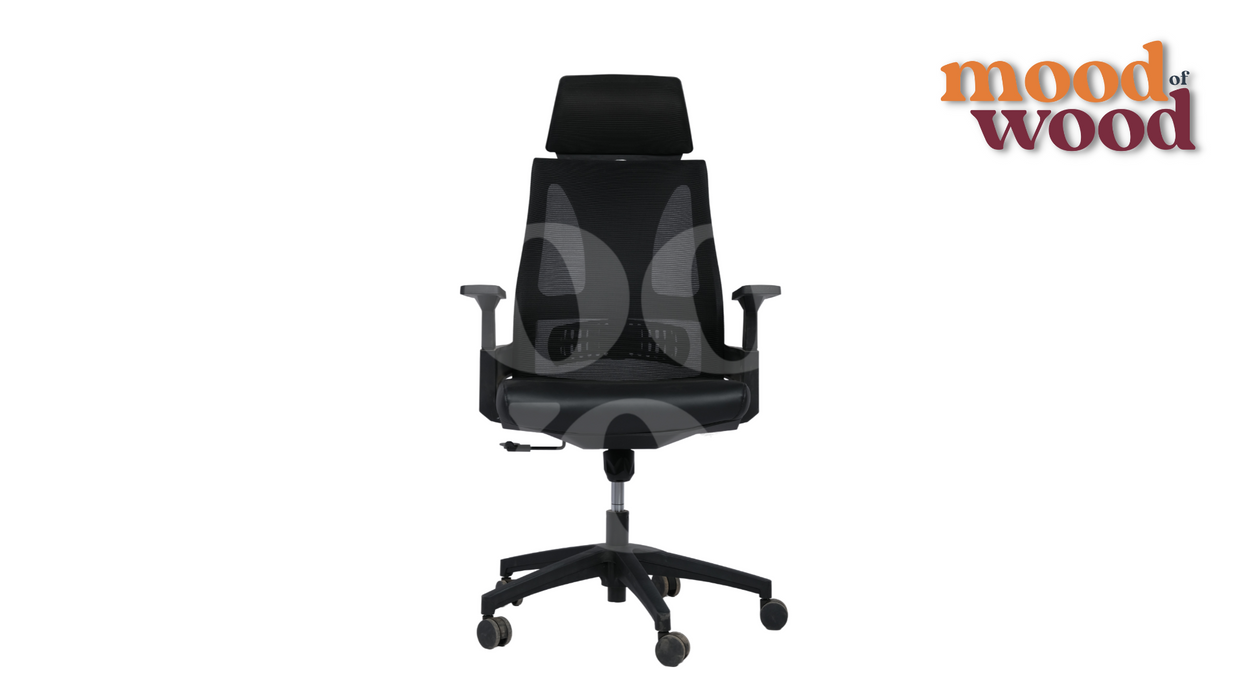 Superb High Back Ergonomic Chair With Headrest in Black Colour By Mood Of Wood spp 2.10