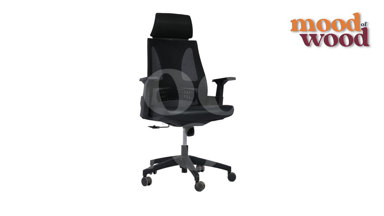 Superb High Back Ergonomic Chair With Headrest in Black Colour By Mood Of Wood spp 2.10