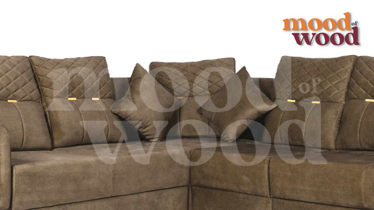 Carl 6 Seater Corner Sofa - Dark Camel Colour By Mood Of Wood