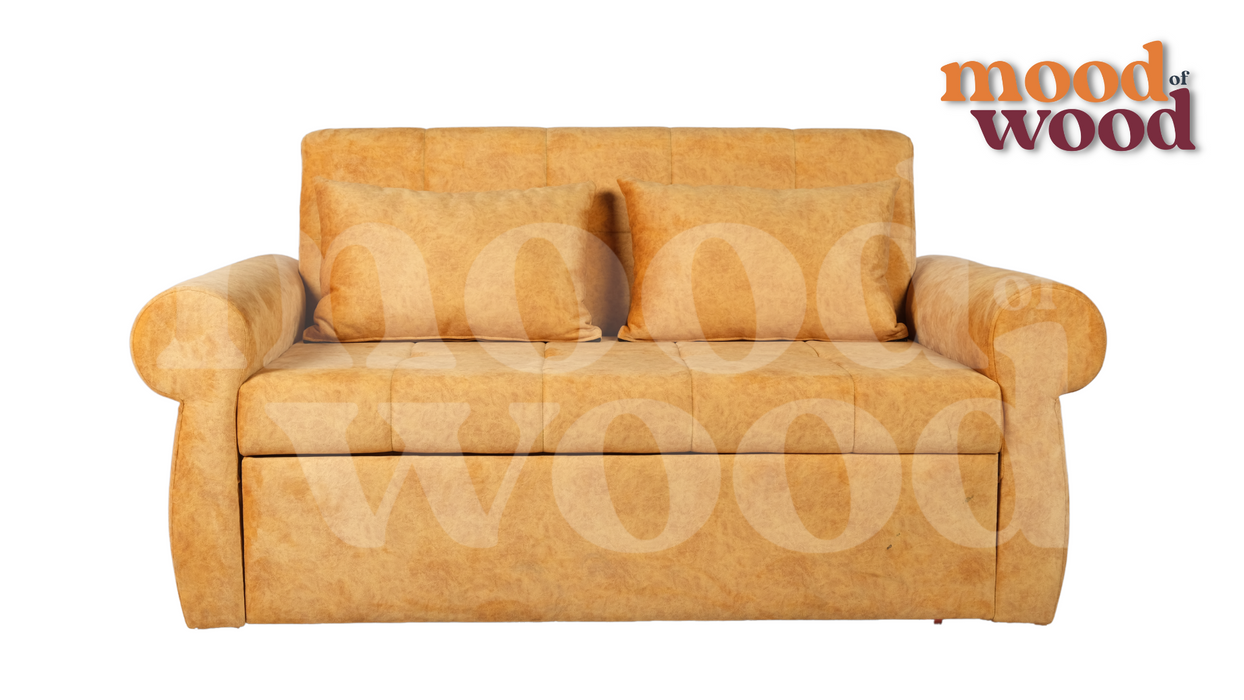 Gazzel 3 Seater Supersoft Sofa Cum Bed Yellow Colour By Mood Of Wood