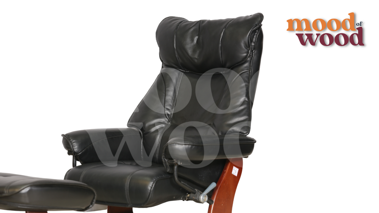 Silas Lounge Chair With Footrest in Black Colour By Mood Of Wood