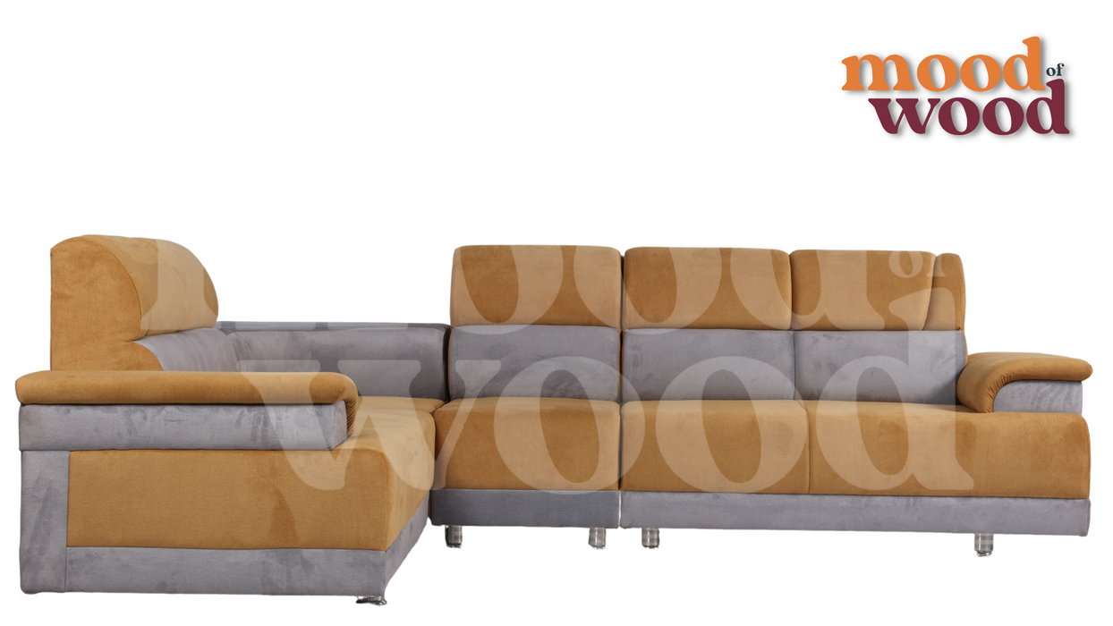 Italia Sofa Set (2+2+1+Corner) Orange Gray Colour By Mood Of Wood