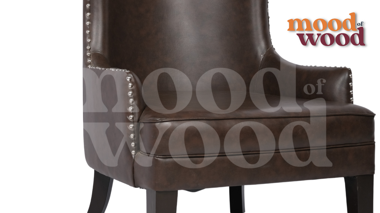 Leatherite Modern Wingback Chair With T Cushion Design By Mood Of Wood