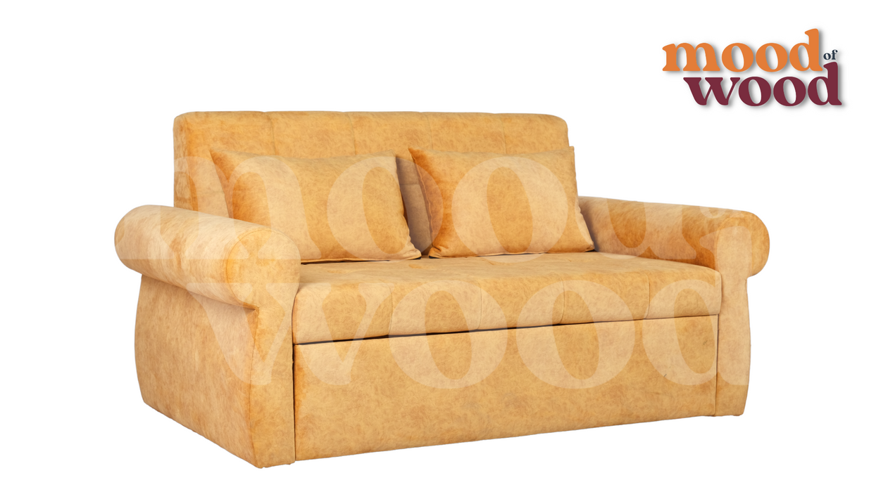 Gazzel 3 Seater Supersoft Sofa Cum Bed Yellow Colour By Mood Of Wood