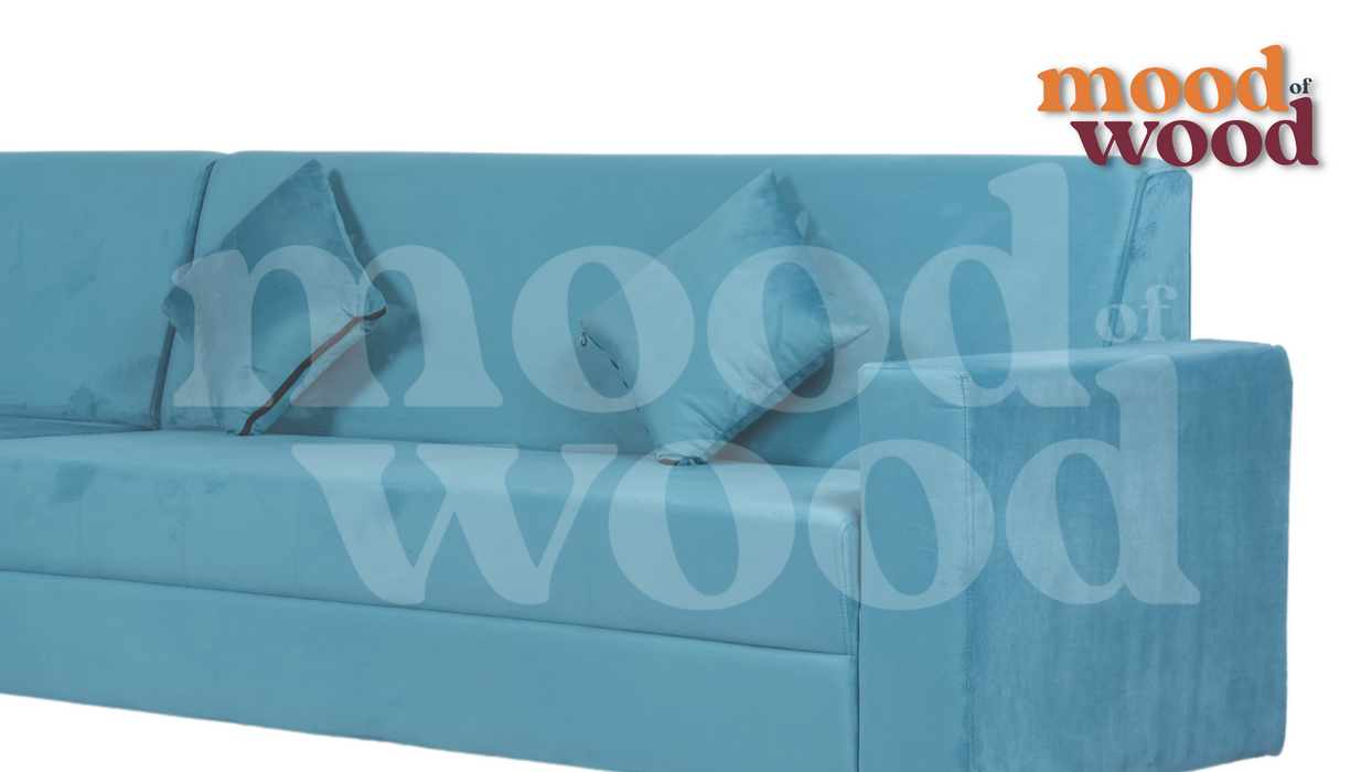 Bibiana Sectional Fabric Corner Sofa Set Sky Blue By Mood Of Wood