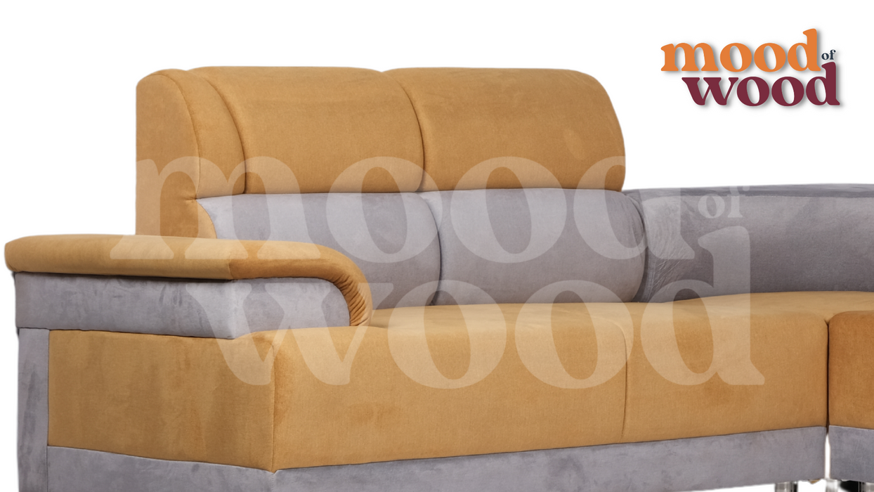 Italia Sofa Set (2+2+1+Corner) Orange Gray Colour By Mood Of Wood