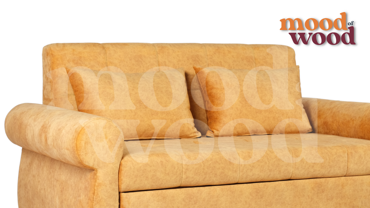 Gazzel 3 Seater Supersoft Sofa Cum Bed Yellow Colour By Mood Of Wood