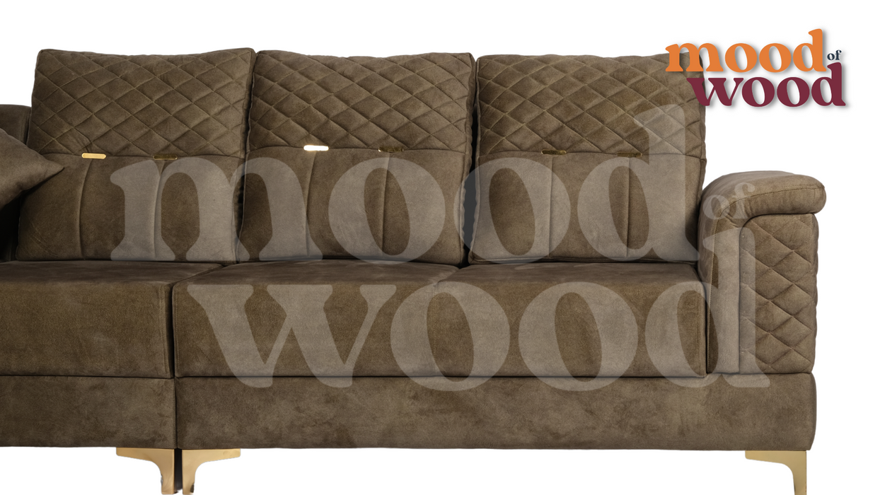 Carl 6 Seater Corner Sofa - Dark Camel Colour By Mood Of Wood