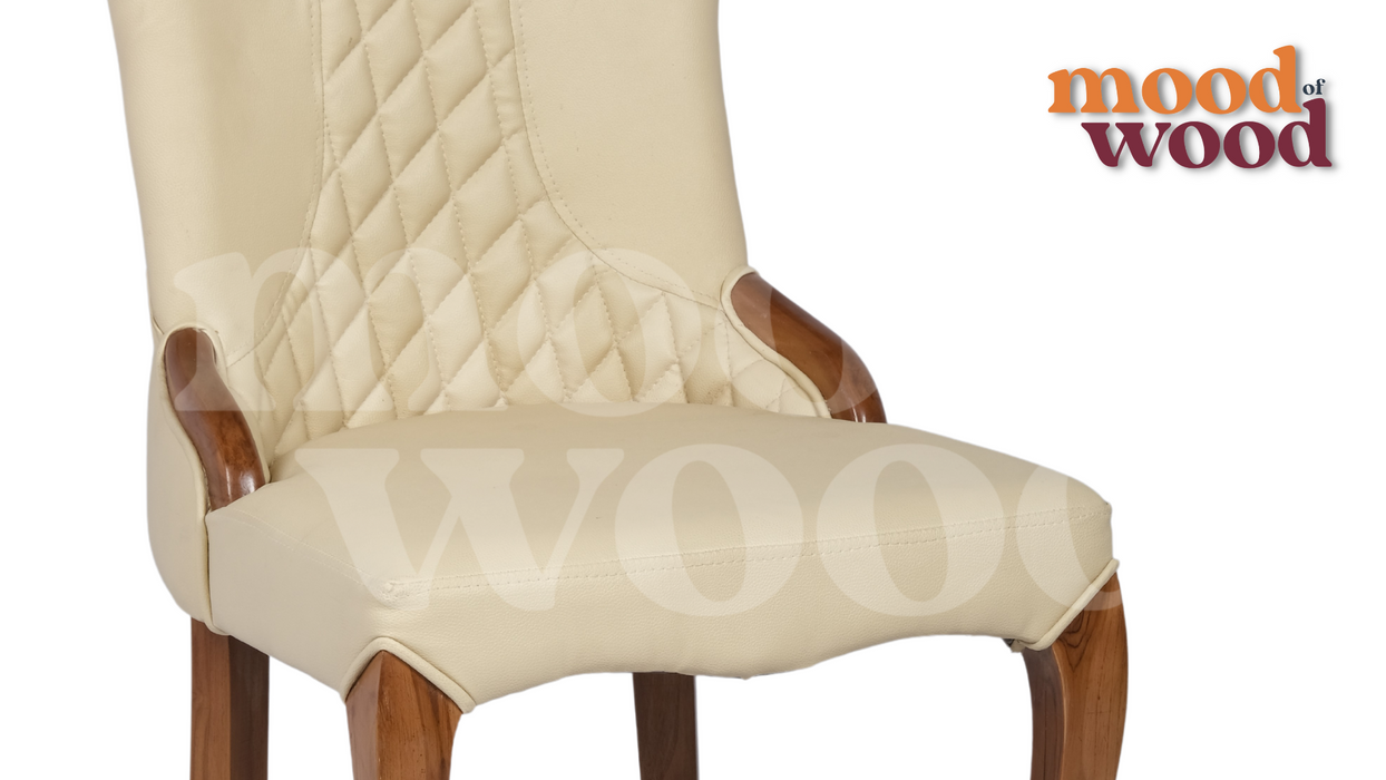 6 Seater Dining Set With White Colour Chair By Mood Of Wood