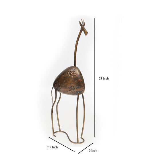 Enhance the beauty of your existing home decor with the inclusion of this sophisticated giraffe sculpture. It showcases stylish natural themed and textured details which gives it an eye warming look.