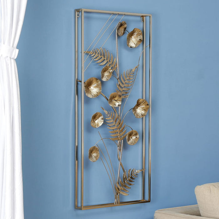 Add oodles of class to your room's wall by picking from our creative range of wall hangings. Beautify your walls with the artistic make, intricate detailing, variety of colors and designs these hangings provide.This metal wall decor uses a beautiful natural motif and gives it a clean modern twist. It's handcrafted using wrought iron to create an engaging look ideal for lending a unique look to any wall.which complements a nature inspired decor. It is an excellent enhancement for a modern home decoration.