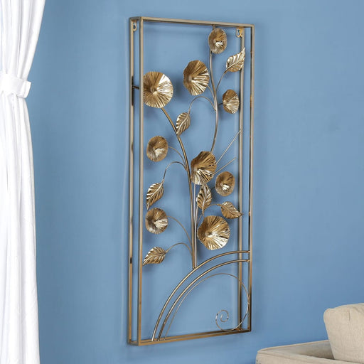 Add oodles of class to your room's wall by picking from our creative range of wall hangings. Beautify your walls with the artistic make, intricate detailing, variety of colors and designs these hangings provide.This metal wall decor uses a beautiful natural motif and gives it a clean modern twist. It's handcrafted using wrought iron to create an engaging look ideal for lending a unique look to any wall.which complements a nature inspired decor. It is an excellent enhancement for a modern home decoration.